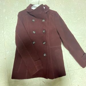 Burgundy button coat